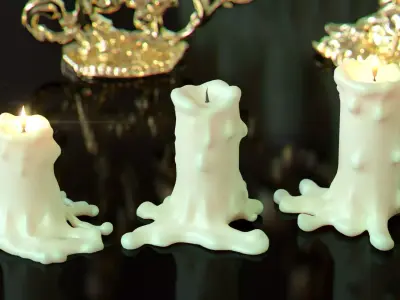 Ornate Candles CandleHolders and Wax Sculptures - 133 models set Low-poly 3D model