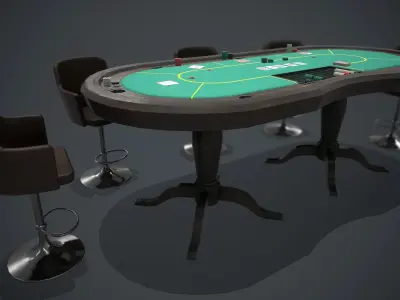 Poker table PBR Low-poly 3D model