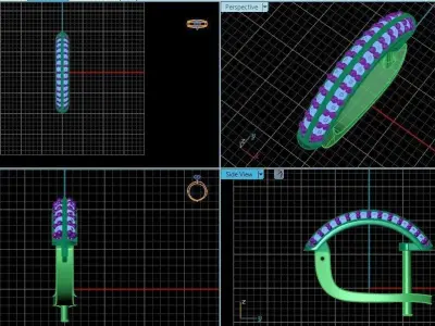 Earrings n 1 emerald and diamond hoop earring 3D print model