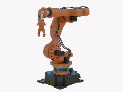 Industrial Robot Arm Orange Clean Low-poly 3D model