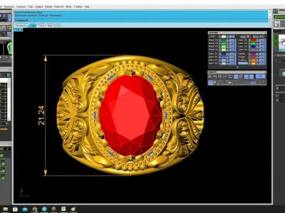 Luxury Vintage Red Gemstone Men Ring 3D Jewelry Model 3716 3D print model