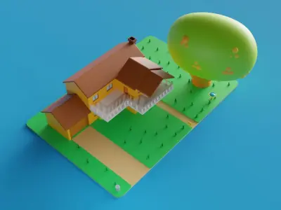 Cartoon house 3D model purchase