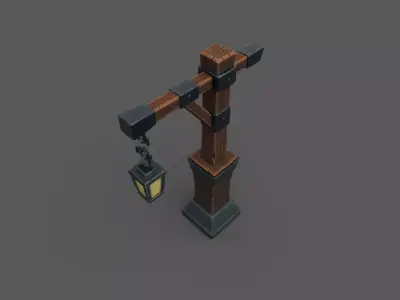 Stylized Lamp Post Free low-poly 3D model