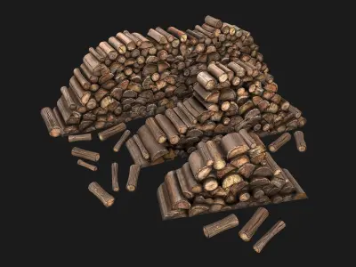  Firewood Pile Pack Low-poly 3D model