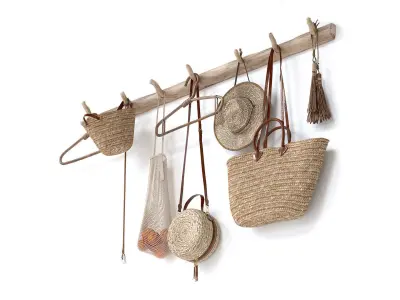 decorative set 001 wall hangers bag hat 3D model