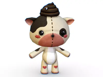 Soft White Bear Toy Rigged Skinned Cuddly Fluffy Plush  Low-poly 3D model