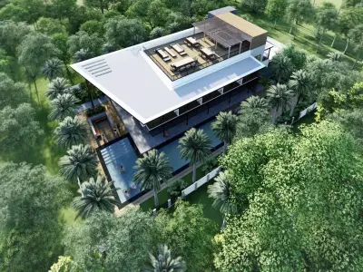 Modern Resthouse or Mansion or Guest House Low-poly 3D model