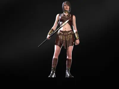DefenderGirl 3 Low-poly 3D model