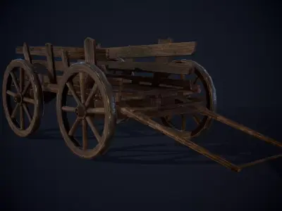 Medieval Cart Low-poly 3D model