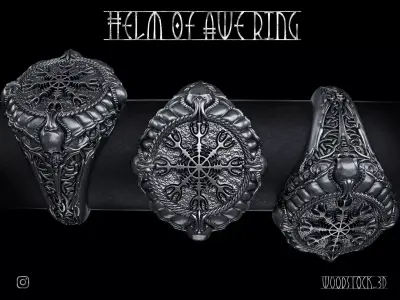 Helm Of Awe Ring  3D print model