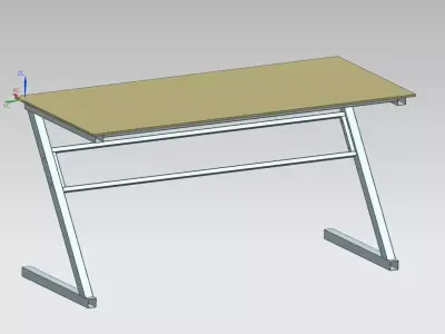 furniture desk with metal frame 3D model