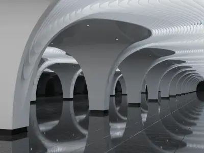 Futuristic Parametric Shanghai Subway Yuyuan Metro Station 3D model