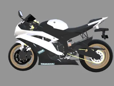 Yamaha R6 Bike Low-poly 3D model