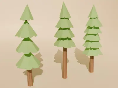 Low poly trees and rocks Free low-poly 3D model