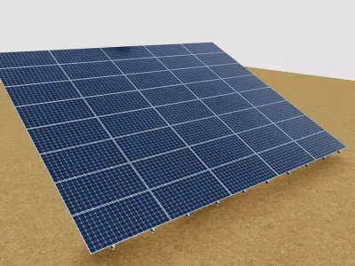 Solar Tracking Pole-5x8 Panel Layout SOLAR-SIM V01 Low-poly 3D model