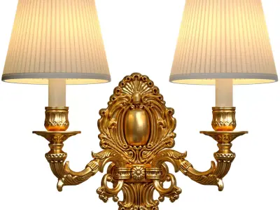 Golden Sconce in classic style Wall lamp with two arms  3D model