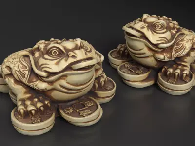 Feng Shui Wealth Toad - Three-Legged Money Frog Statue Low-poly 3D model