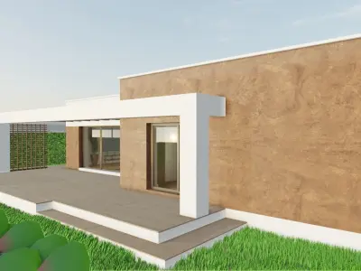 Modern house with a stove Low-poly 3D model