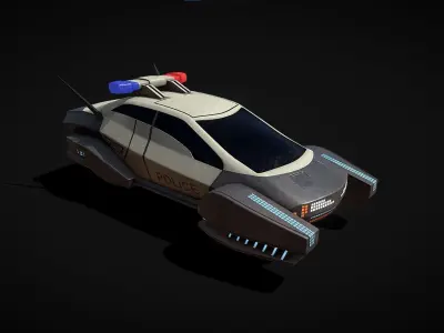 Cyberpunk police cruiser Low-poly 3D model