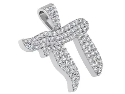 Pi Symbol French Pave Pendant 3184 3D print model