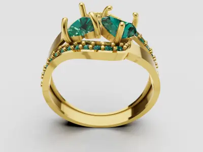 3D GOLD  DIAMOUND RING  3D print model
