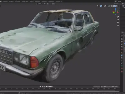 Abandoned car photoscanned with 8k texture LOW-POLY  Low-poly 3D model