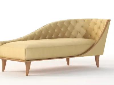 Grand 1940s French Tufted Classic Luxury Sycamore Chaise 3D model