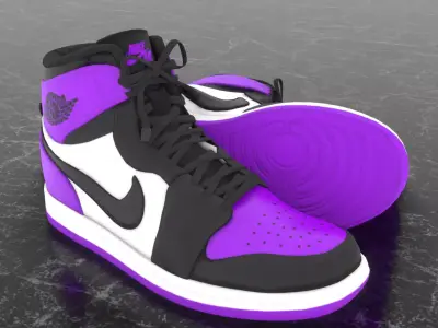NIKE 3D SHOES - AIR JORDAN PURPLE Low-poly 3D model