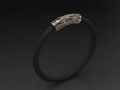 bracelet leather with gold and silver accents 3D print model