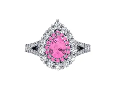 Pear SolitaireArt Deco Ring 3D print model