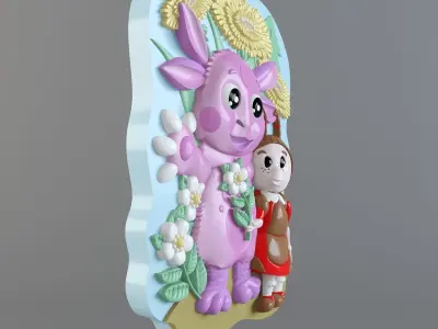 luntik little girl and monster 3D print model