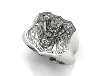 Biker Skull Ring 3D print model