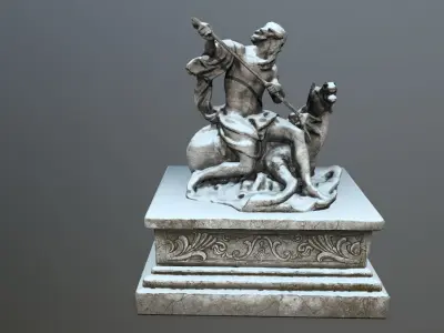 Neptune Statue Low-poly 3D model