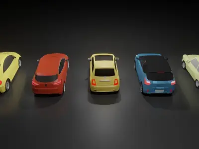 Low-poly small cars collection - 5 in 1 Low-poly 3D model