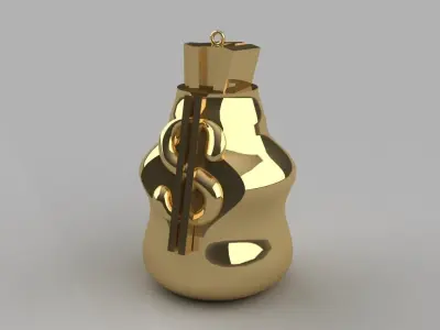 Cash Sack Moneybag Pendant Gold Silver Platinum Luxury Jewelry 3D print model