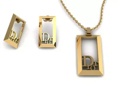 dior set pendant and earrings 3D print model