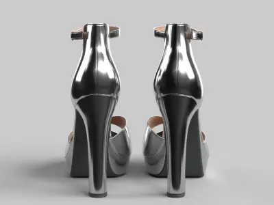 Unbranded Sandal 03 Women Platform Sandal grey Low-poly 3D model