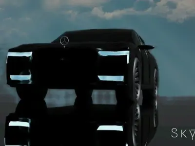 Mercedes futuristic car with reflective surface 3D model