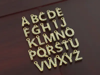 A-Z Diamond Letter Pendant 3D print model