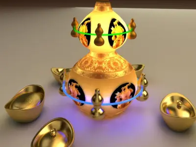 Chinese  gold ingot 3D model