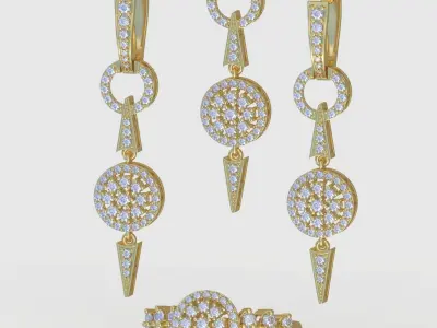 Ring Earring and Pendant Set 3D printable model 0086 3D Model Pack