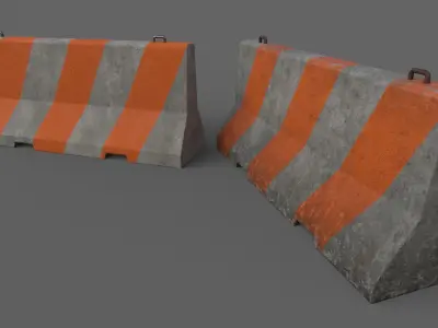 PBR Concrete Barrier V2 Low-poly 3D model
