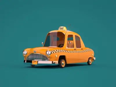 cartoon taxi  3D model