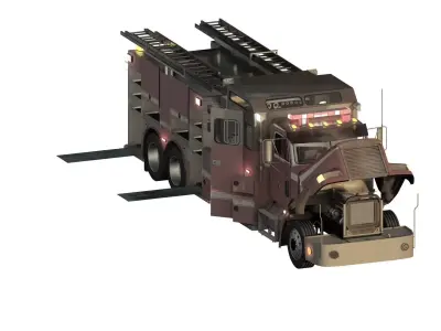 DETAILED FIRETRUCK WITH EQUIPMENT 3D model