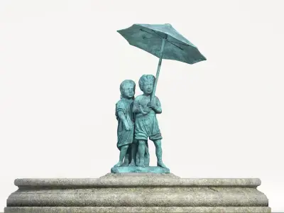 Weathered fountain statue 3D model