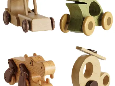 Children Room Set 3 Wooden Toys 3D model