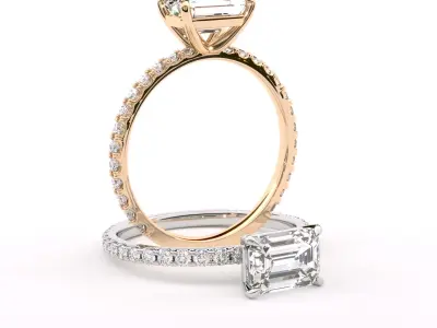 1 Ct Emerald Engagement Diamond Ring 3D print model