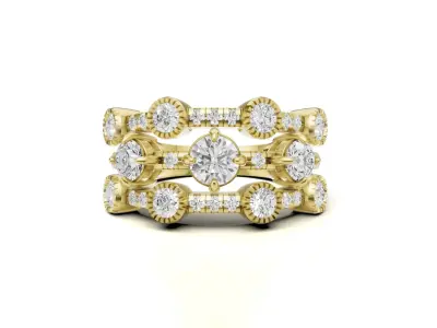 Women Round Diamond Multi Band Ring  3D print model