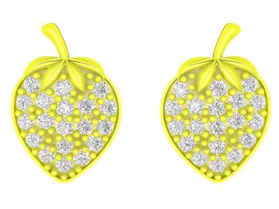 A4647 Diamond Strawberry Stud Earrings 3D Model 3D print model