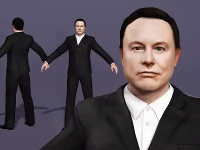Realistic Business Elite Character Elon Reeve Musk with Facial 3D model